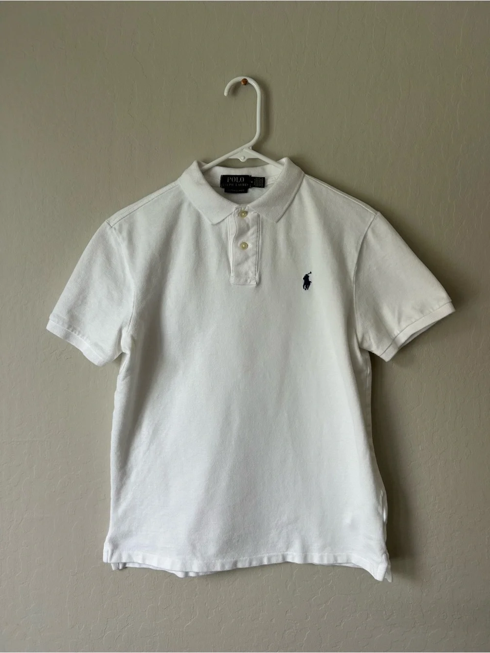 Ralph Lauren White Polo with Navy Pony Logo